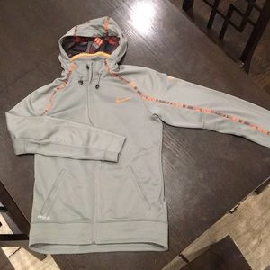 Small grey men’s nike dri-fit full zip hoodie